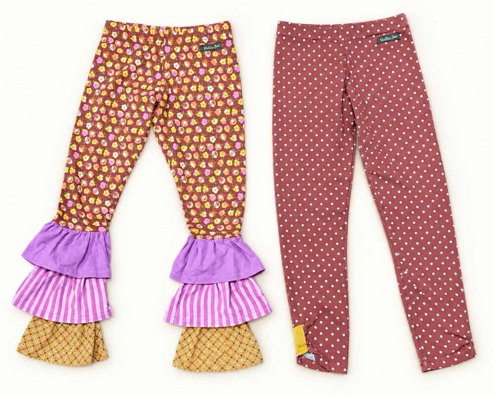 Matilda Jane Girls Size 8 Taylor Big Ruffles Floral Polka Dot Leggings Bundle